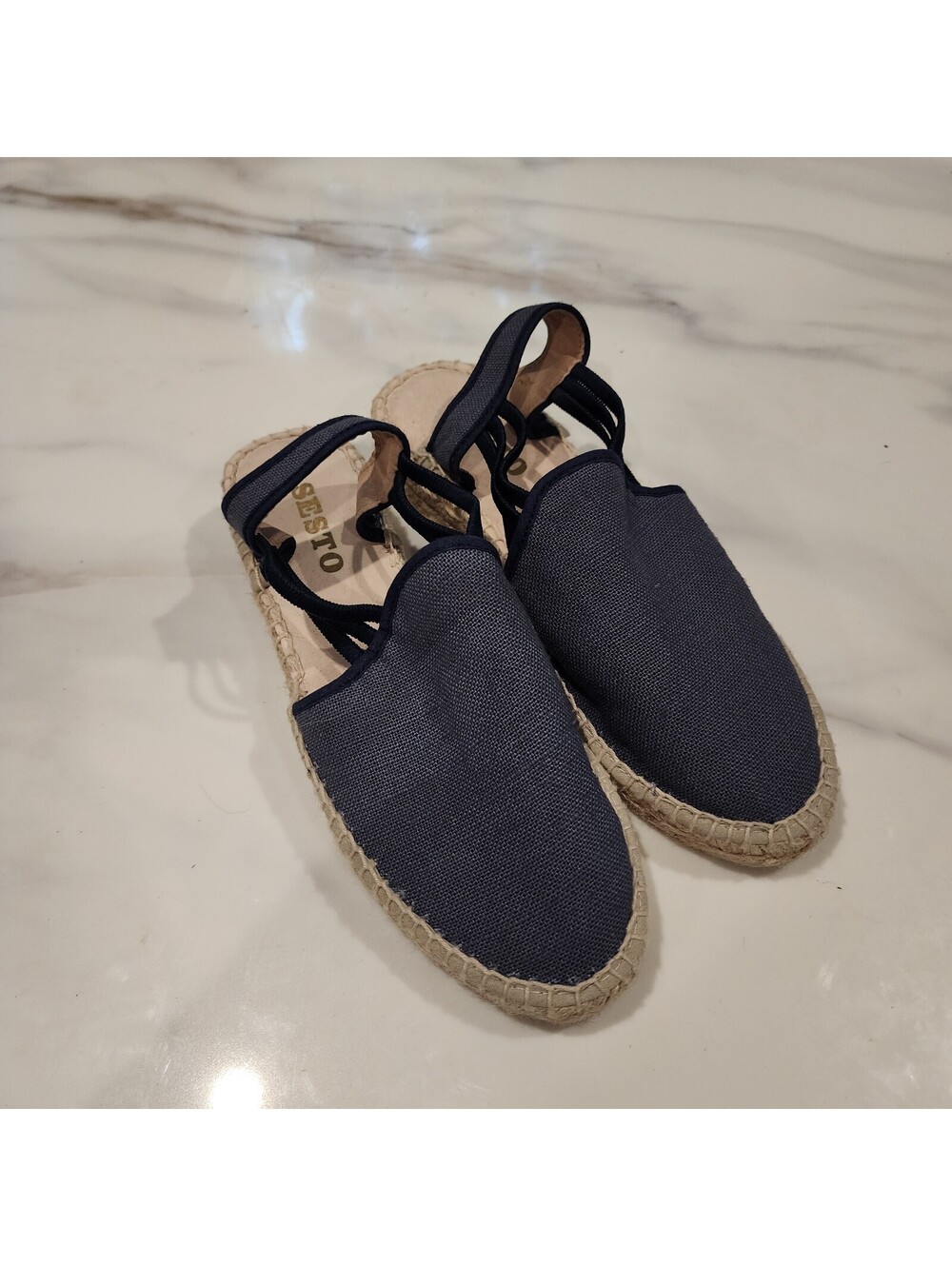 Sesto Meucci Women’s Navy Espadrille Slingback Flats Size 7 New Without Box